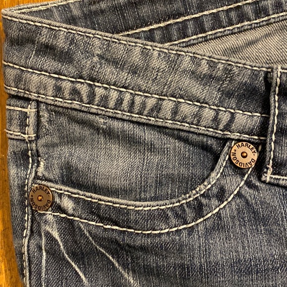 Harley Davidson Jeans Womens 10 Tall Denim Pants Boot Cut Flap Pockets 32”x31” - Picture 6 of 13